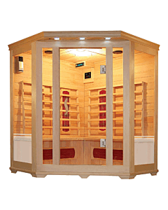 Three Person Corner Infrared Sauna With Ceramic Heaters