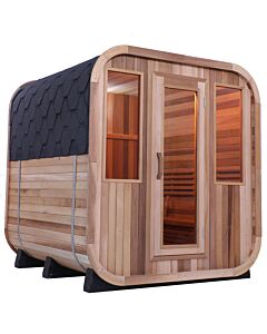 Skandi Quadro Barrel Sauna With Full Length Red Cedar Wood
