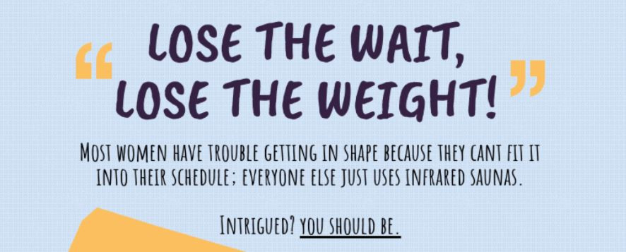 'Lose the Wait, Lose the Weight' Sauna Infographic